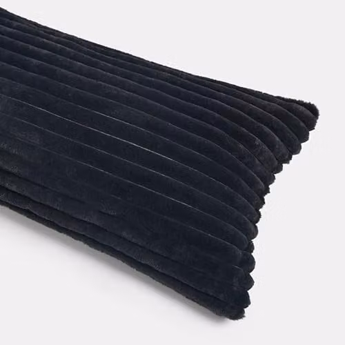 OHS Ribbed Faux Fur Bolster Pillow in Black for Maternity Support and Side Sleeping – 4