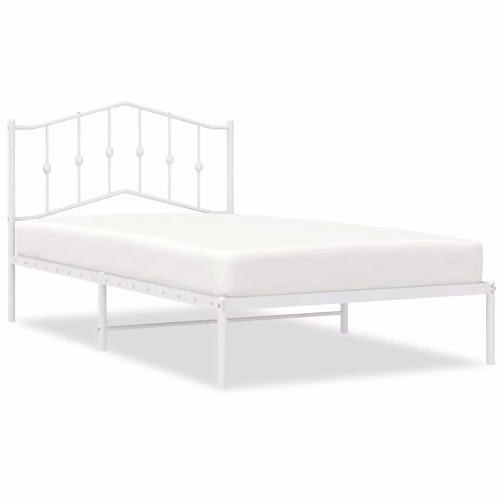 Berkfield Home Metal Bed Frame with Headboard in White – 2