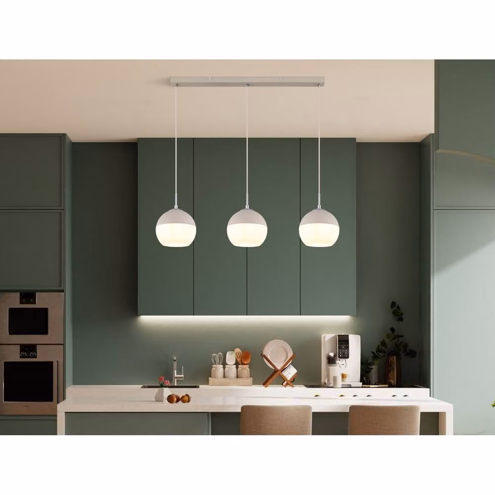 Netlighting Ragusa Bar Pendant Ceiling Light in Matt Sand Beige with 3x E27 Sockets – 2