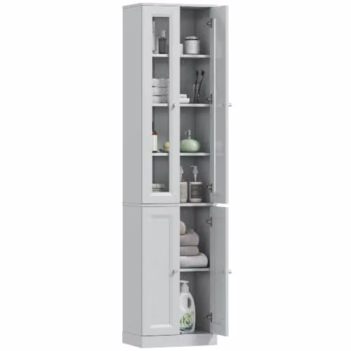 HOMCOM 6-Tier Tall Bathroom Storage Cabinet in Blue, W/D/H: 38 x 26 x 160 cm