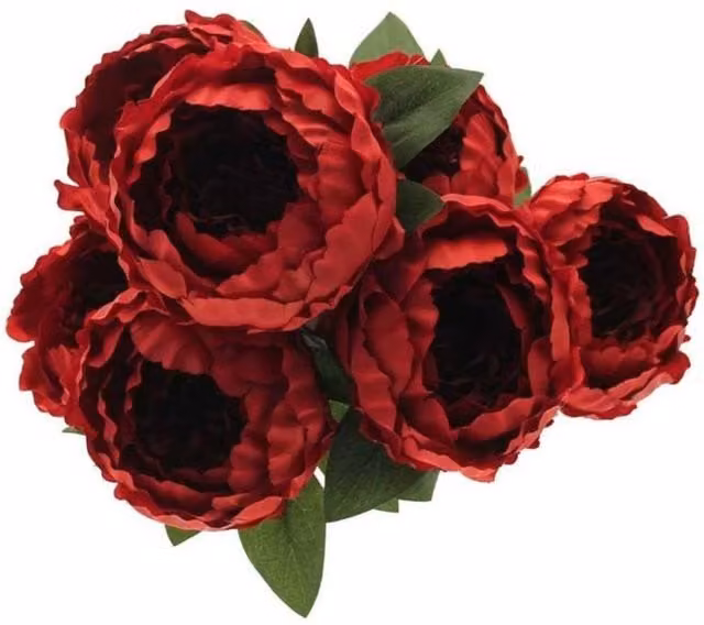 KDMD Red Peony Bunch Artificial Textile Flowers for Wedding and Tabletop Decor – 1
