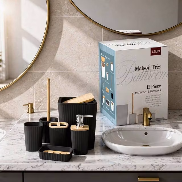 Gaveno Cavailia Isla 12-Piece Bathroom Accessories Set in Black – 2