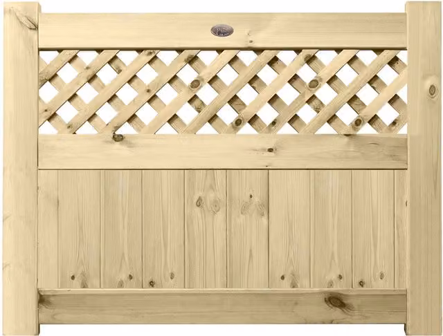 Premier Garden Supplies URBAN Interlocked Tongue Groove Treated Garden Gate with Diamond Trellis Top, W: 90 cm, H: 120 cm