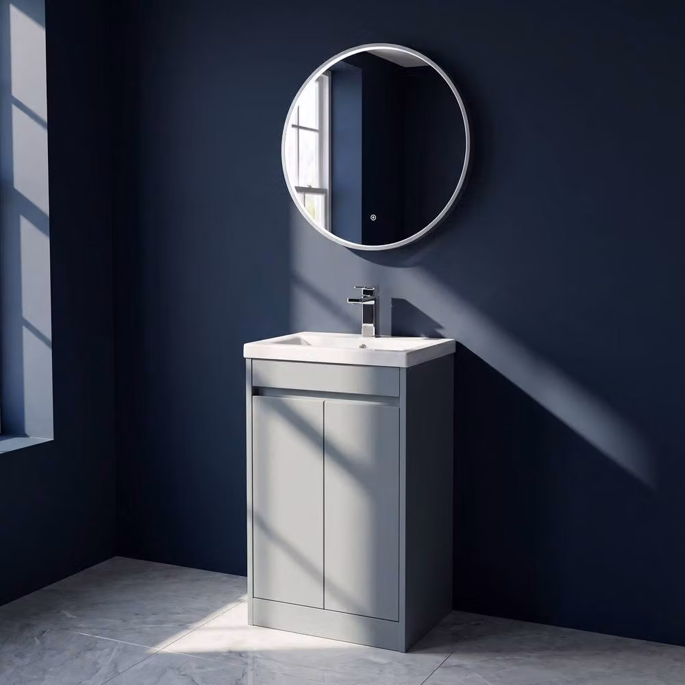 Balterley Chartley 2 Door Freestanding Bathroom Vanity Unit with Mid Edge Basin, Coastal Grey, W/D/H: 52 x 39.5 x 83.5 cm – 2