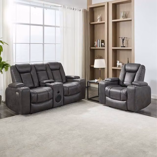 More4Homes Ashton 1 and 2 Seater Fabric Auto Recliner Sofa Set in Brown