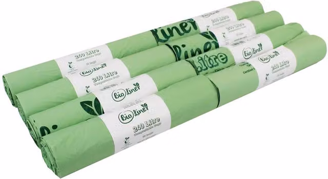 BioLiner Compostable Large Wheelie Bin Bags, Green, 240 Litre