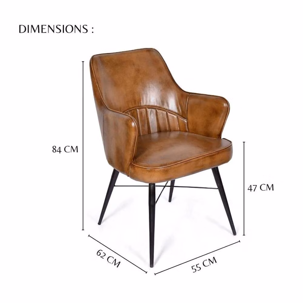 FORGEVIO Brown Genuine Leather Kitchen Dining Chair – 2