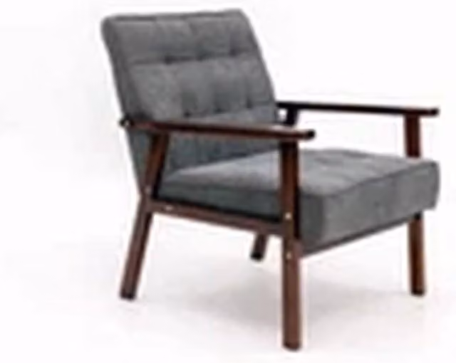 EONLION Grey Fabric Accent Chair with Solid Wood Frame and Armrests