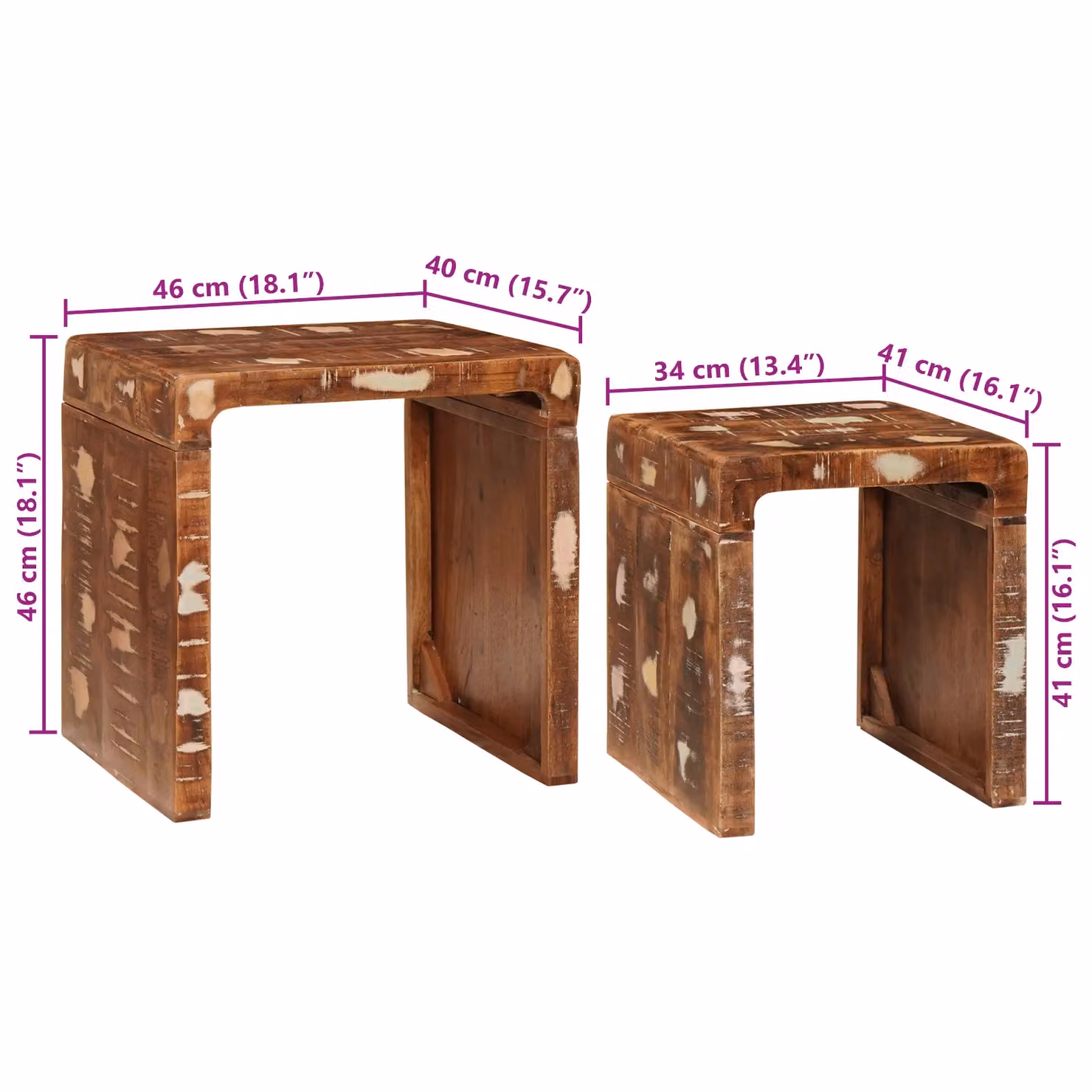 Berkfield Home Multicolour Solid Reclaimed Wood Nested End Tables – 5
