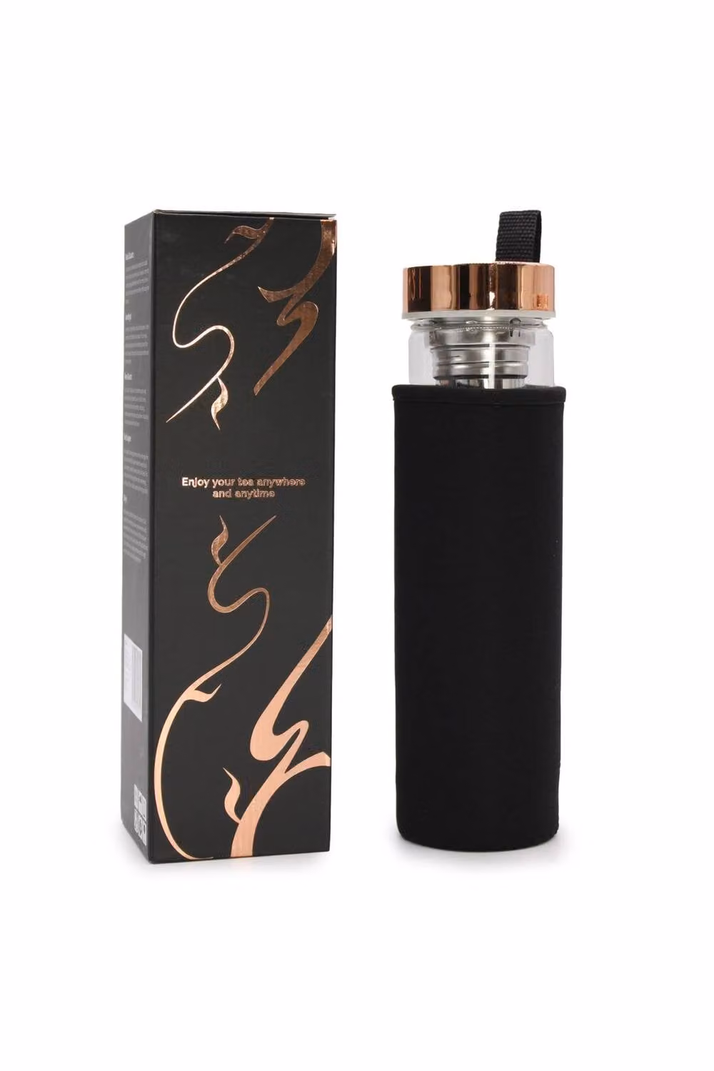 KDMD Rose Gold Crystal Glass Tea Infuser Bottle with Removable Infuser, 500ml – 3
