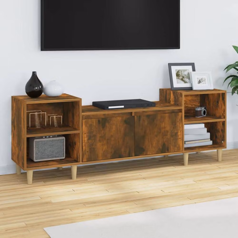 Berkfield Home TV Cabinet in Smoked Oak Brown, W/D/H: 160 x 35 x 55 cm – 2