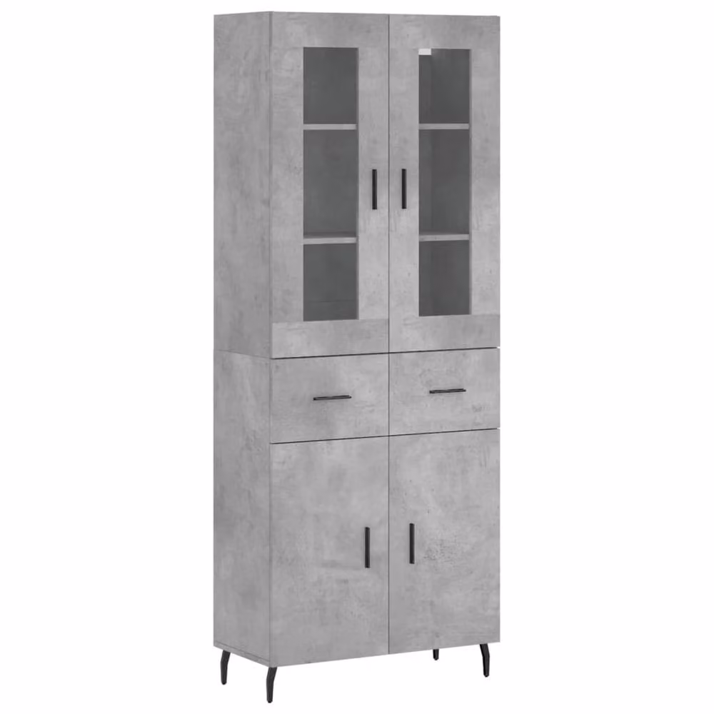 Berkfield Home Modern Highboard in Concrete Grey with Glass Doors, W/D/H: 69.5 x 34 x 180 cm – 3