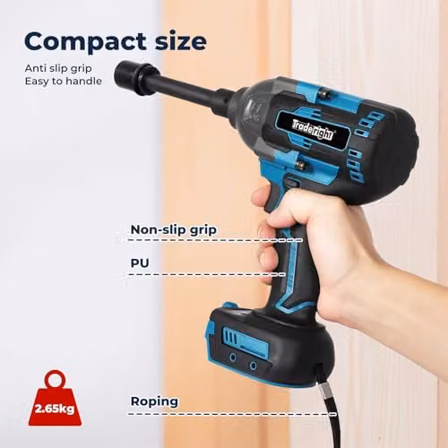 Traderight Cordless Brushless Impact Wrench 21V with 1200Nm High Torque, 1/2 inch Drive, 2 x 4.0Ah Lithium-Ion Batteries, Fast Charger and Socket Set – 6