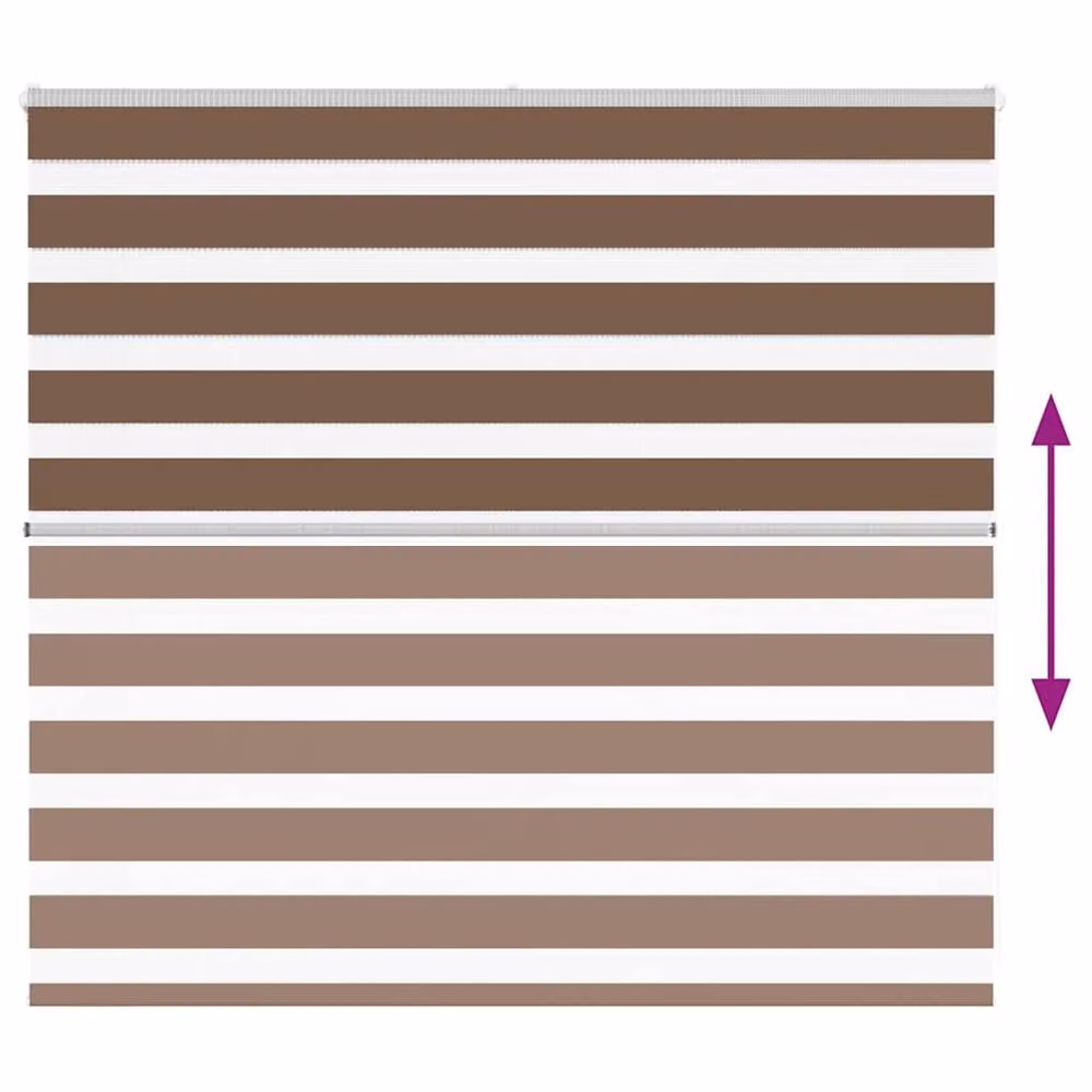 Berkfield Home Brown Zebra Day and Night Blind, W: 155 cm, H: 100 cm – 4