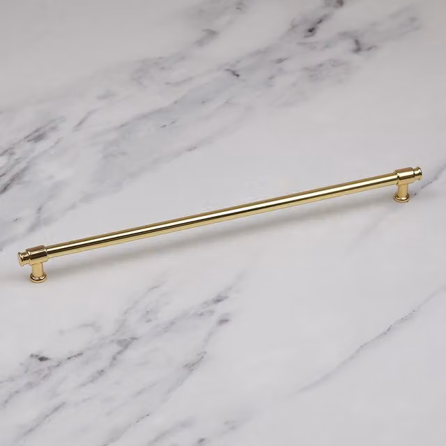 Handle & Home Brushed Gold Clasp Detail Brass Bar Handle, Length: 350 mm
