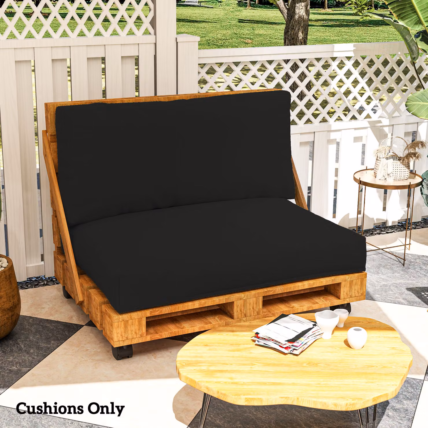 Outsunny 2 Seater Pallet Furniture Cushions in Black with Water Repellent Removable Covers – 6