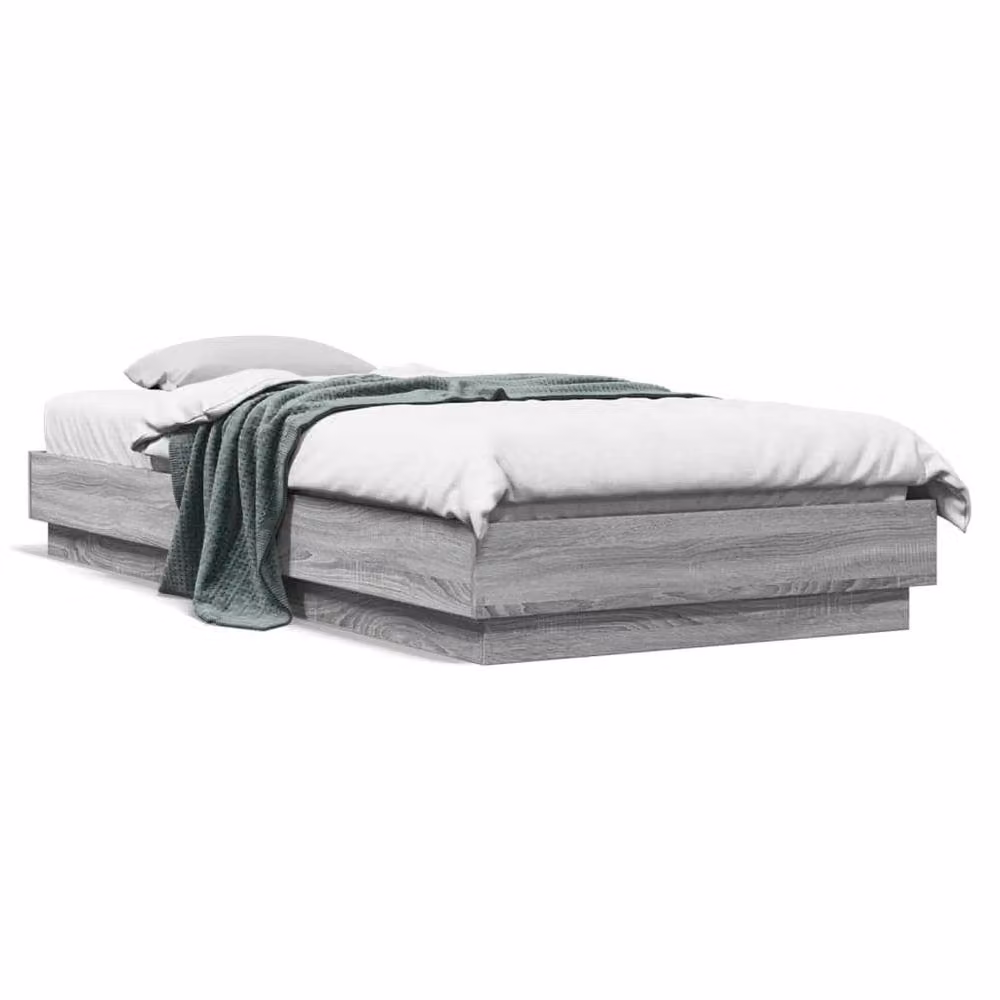 Berkfield Home Durable Engineered Wood Bed Frame in Grey Sonoma, W/D/H: 100 x 203 x 23 cm – 3