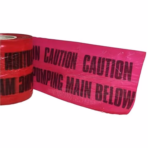 Pegdev Red Detectable Underground Warning Tape for Sewer Pumping Mains, 150mm Width, 28m Length – 3
