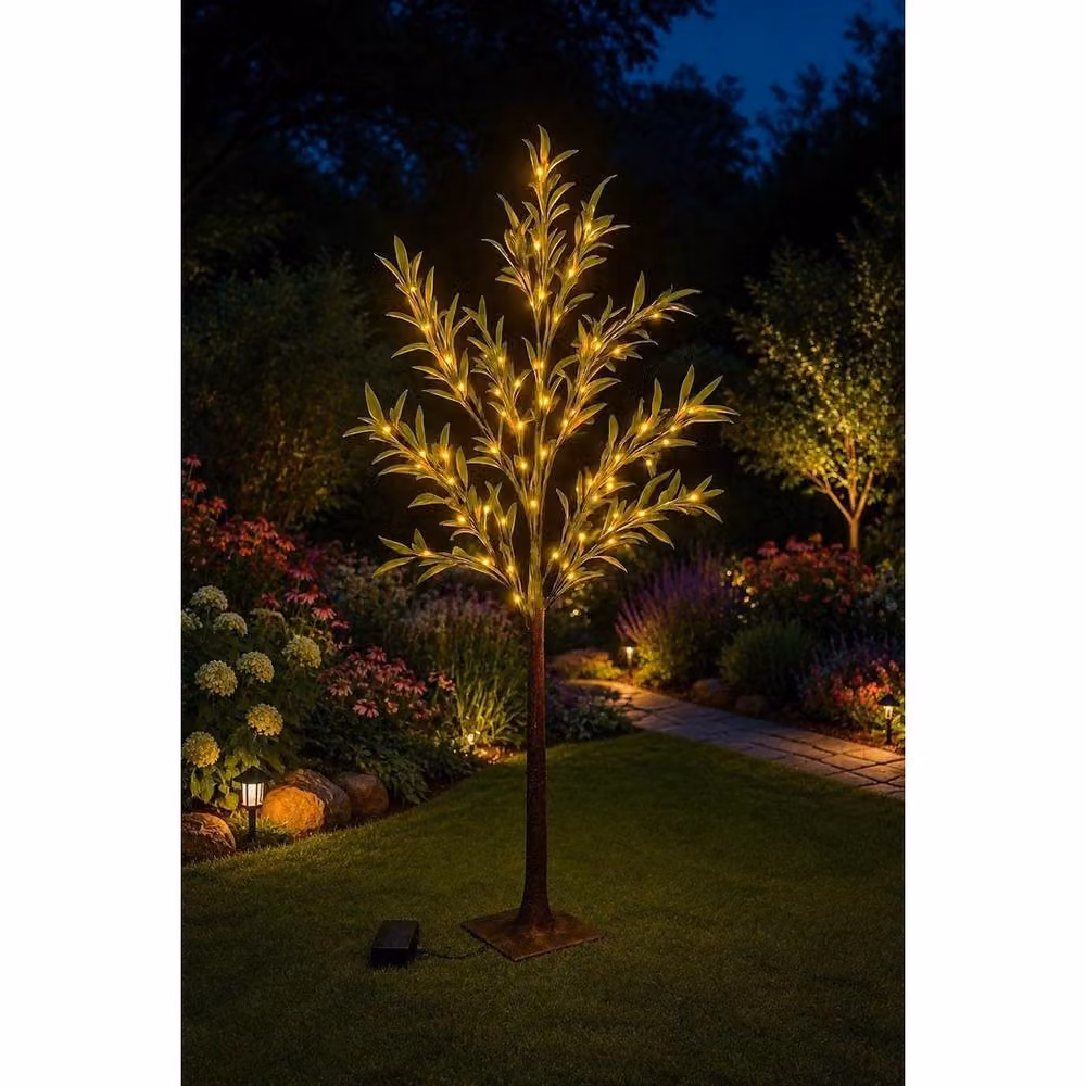 Kelvenix Solar Powered Olive Tree with 150 Warm White Microdot LED Lights, Height: 120 cm – 2