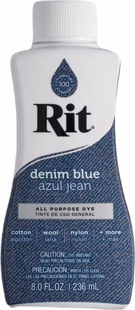 Rit All Purpose Fabric Liquid Dye for Natural Fibres in Denim Blue
