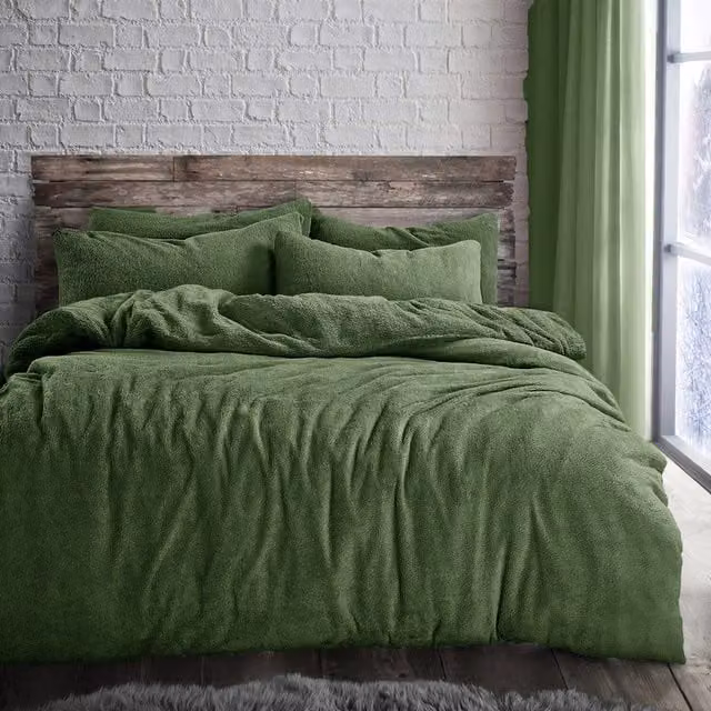 VELOSSO Green Thermal Fleece Duvet Set and Pillowcase, 200 x 200 cm