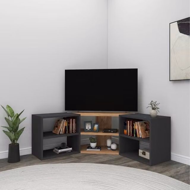 Destina Home Corner TV Stand Entertainment Centre in Dark Grey Matt – 1
