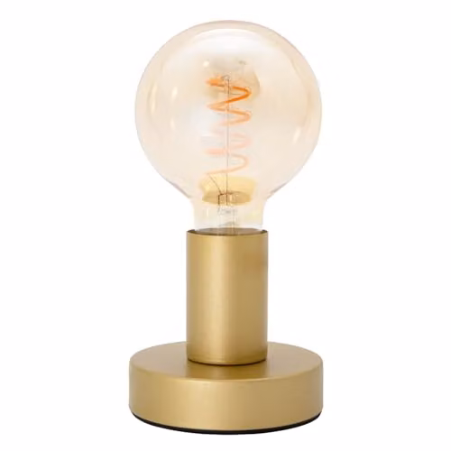 Happy Homewares Gold Metal Bulb Holder Table Lamp, H 19 cm x W 10 cm x D 10 cm – 1