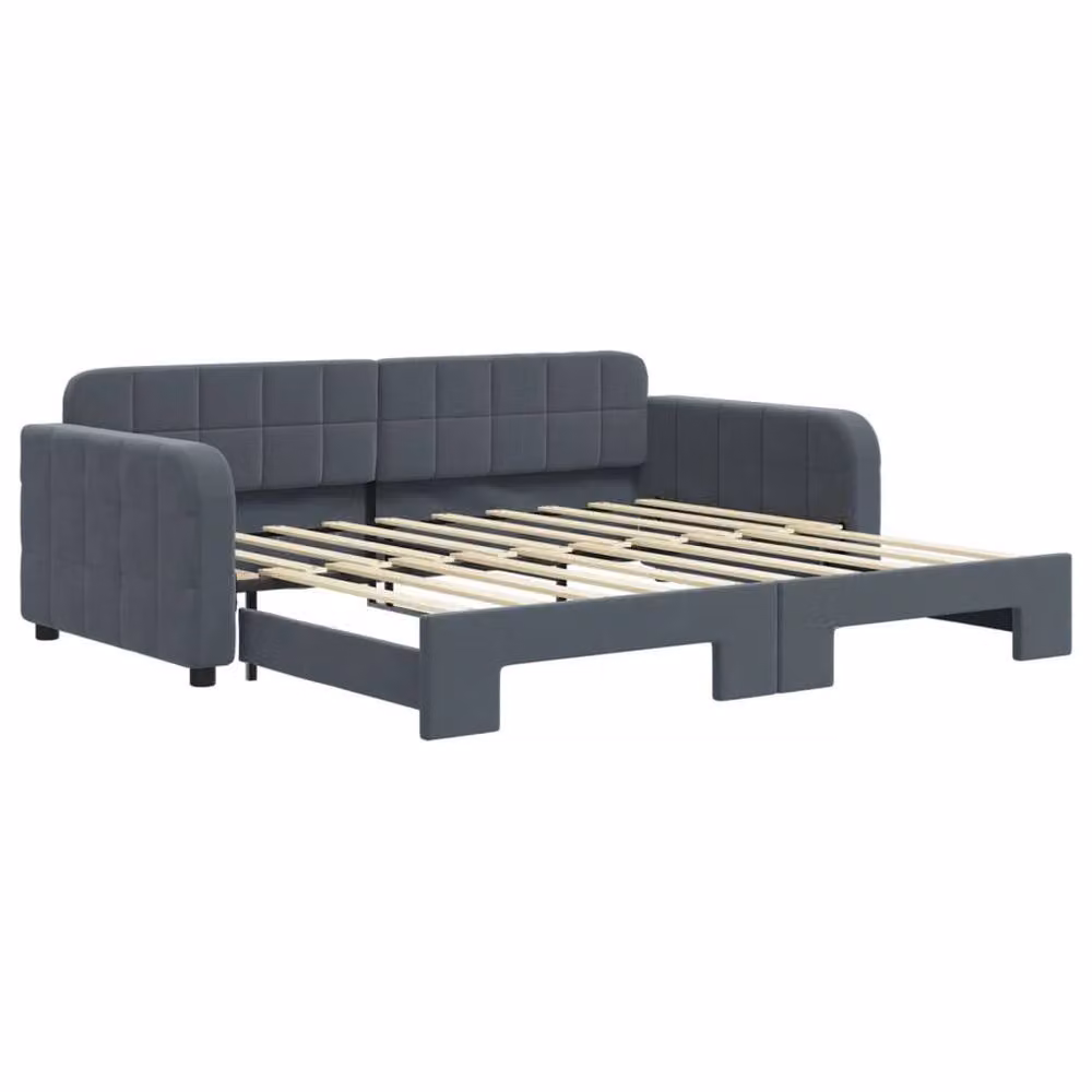 Berkfield Home Daybed with Trundle in Dark Grey Velvet, W/D/H: 90 x 190 cm – 2