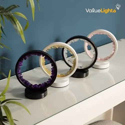 ValueLights Amethyst Crystal Halo Design Table Lamp in Purple and Black – 3