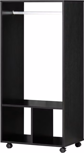 Pirlo Plush Modern Black Clothes Rail and Storage Wardrobe for Bedrooms