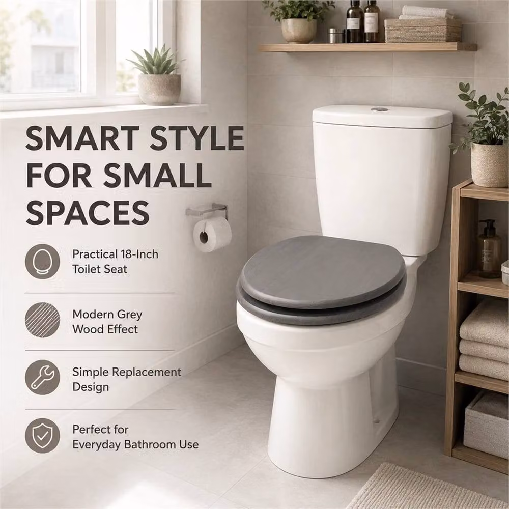 PAWNORA Universal Oval MDF Toilet Seat in Grey – 2