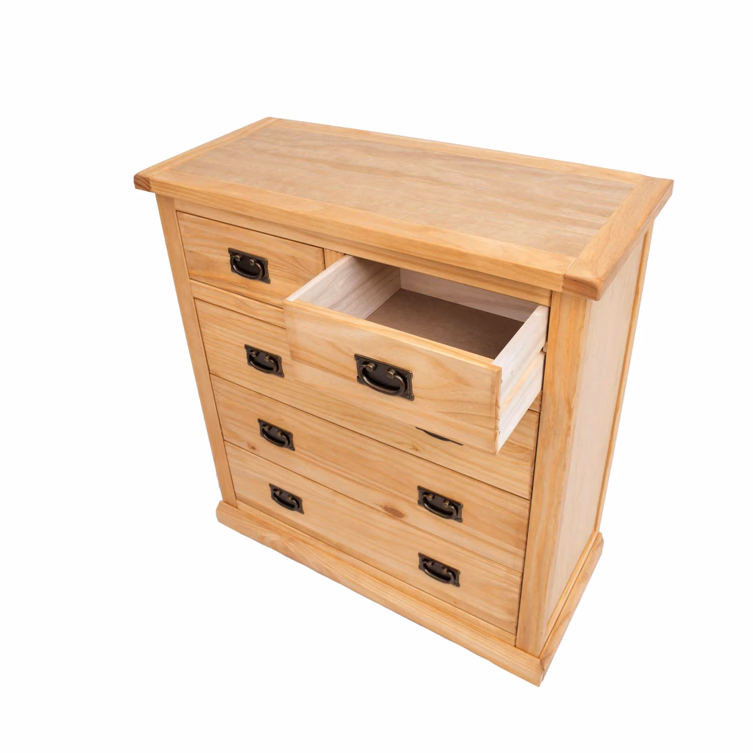 Cabinet Bits Lucca 5 Drawer Chest of Drawers in Brown Pine with Gold Handles – 2