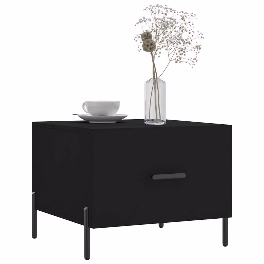 Berkfield Home Set of 2 Black Modern Square Coffee Tables with Matt Engineered Wood Tops, W/D/H: 50 x 50 x 40 cm – 3