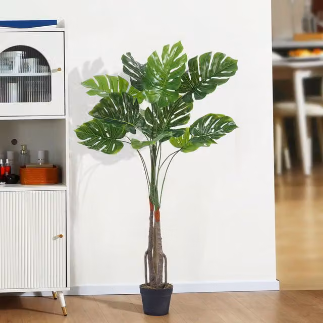 Breeins Artificial Green Monstera Deliciosa Tree with Metal Pot, Height: 120 cm