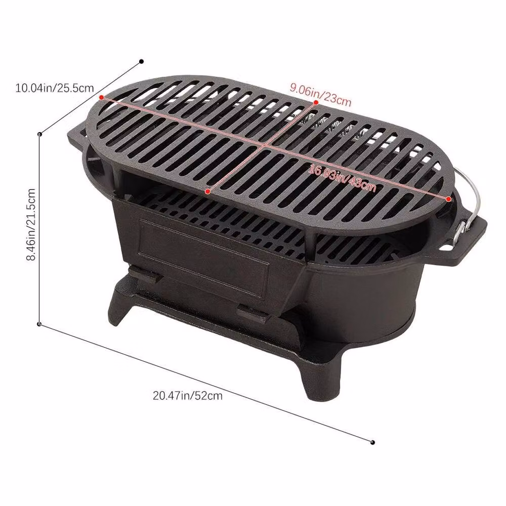 FLAVORA Tabletop Cast Iron Charcoal BBQ Grill, Black, W/D/H: 25.5 x 23.0 x 21.5 cm – 2
