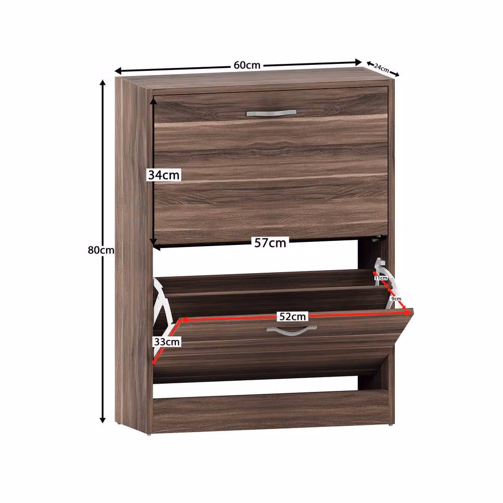 HD Designs Vida Designs Modern 2 Drawer Walnut Shoe Cabinet with Tilting Compartments – 2