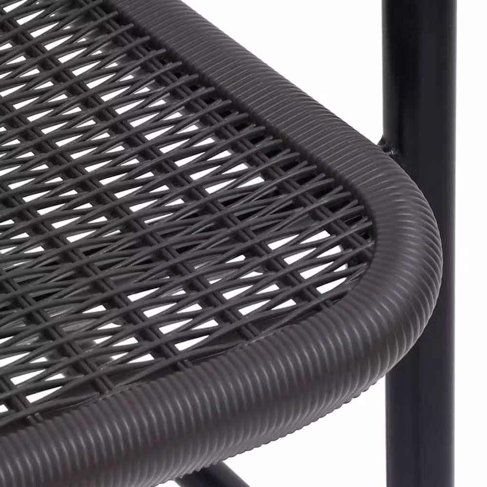 Berkfield Home Set of 6 Modern Black Plastic Rattan and Steel Garden Chairs – 6