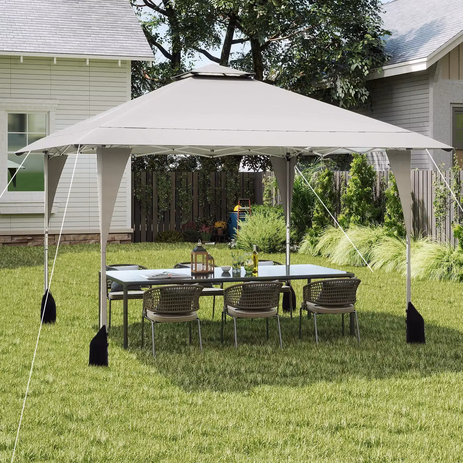 Costway Pop up Canopy Tent Outdoor Easy Setup Gazebo in Beige – 2