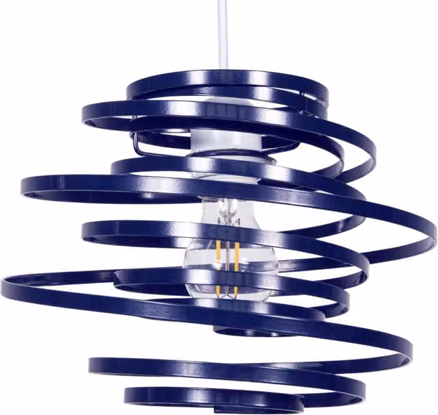 Happy Homewares Modern Blue Gloss Metal Double Ribbon Spiral Swirl Ceiling Light Pendant Shade, Diameter: 23 cm – 5
