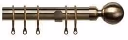 New Edge Blinds 25-28mm Ball End Metal Curtain Pole Set in Antique Brass Bronze, Width: 200 cm - 380 cm – 1