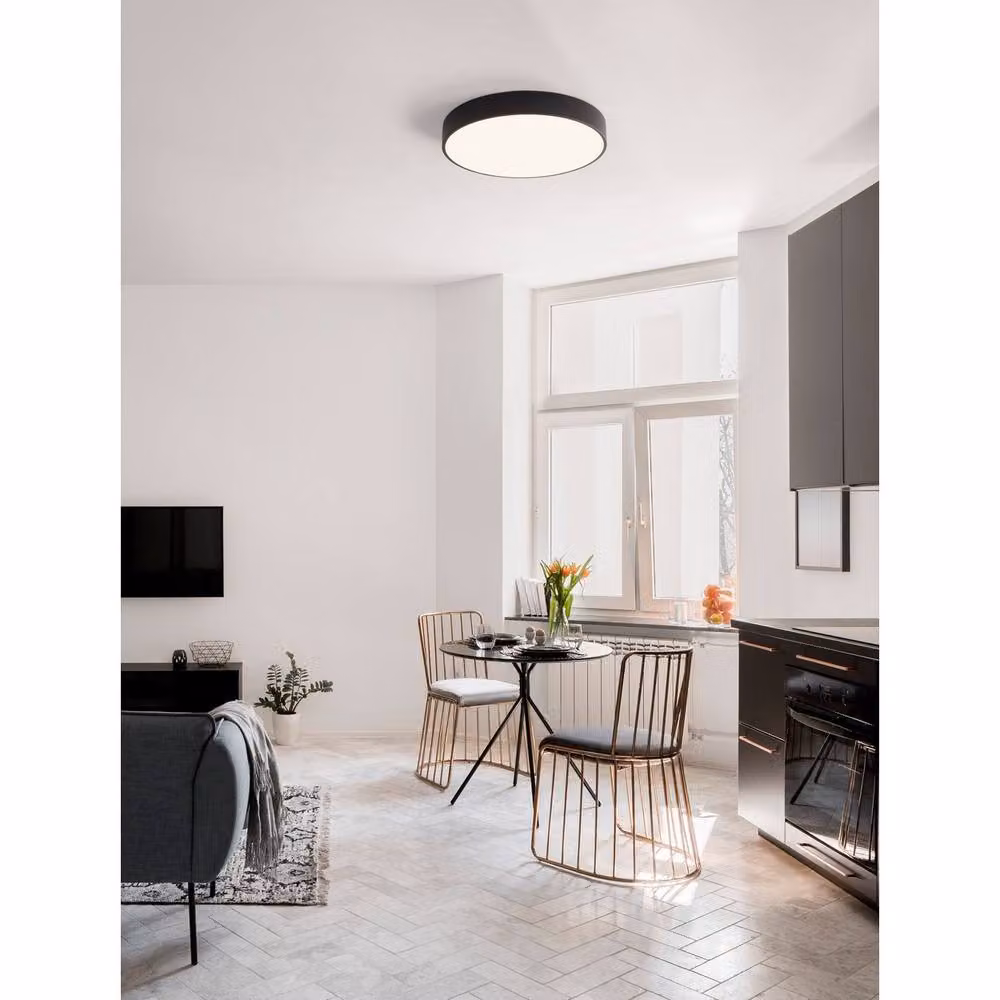 Netlighting Hadon LED Flush Ceiling Light, Black, Diameter: 50 cm, 30W, 3353lm, 3000K – 2