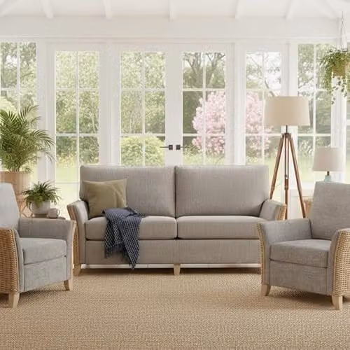 Desser Arlington Rattan Conservatory Furniture Set with 3-Seater Sofa, 2 Armchairs and Jubilee Grey Cushions – 2