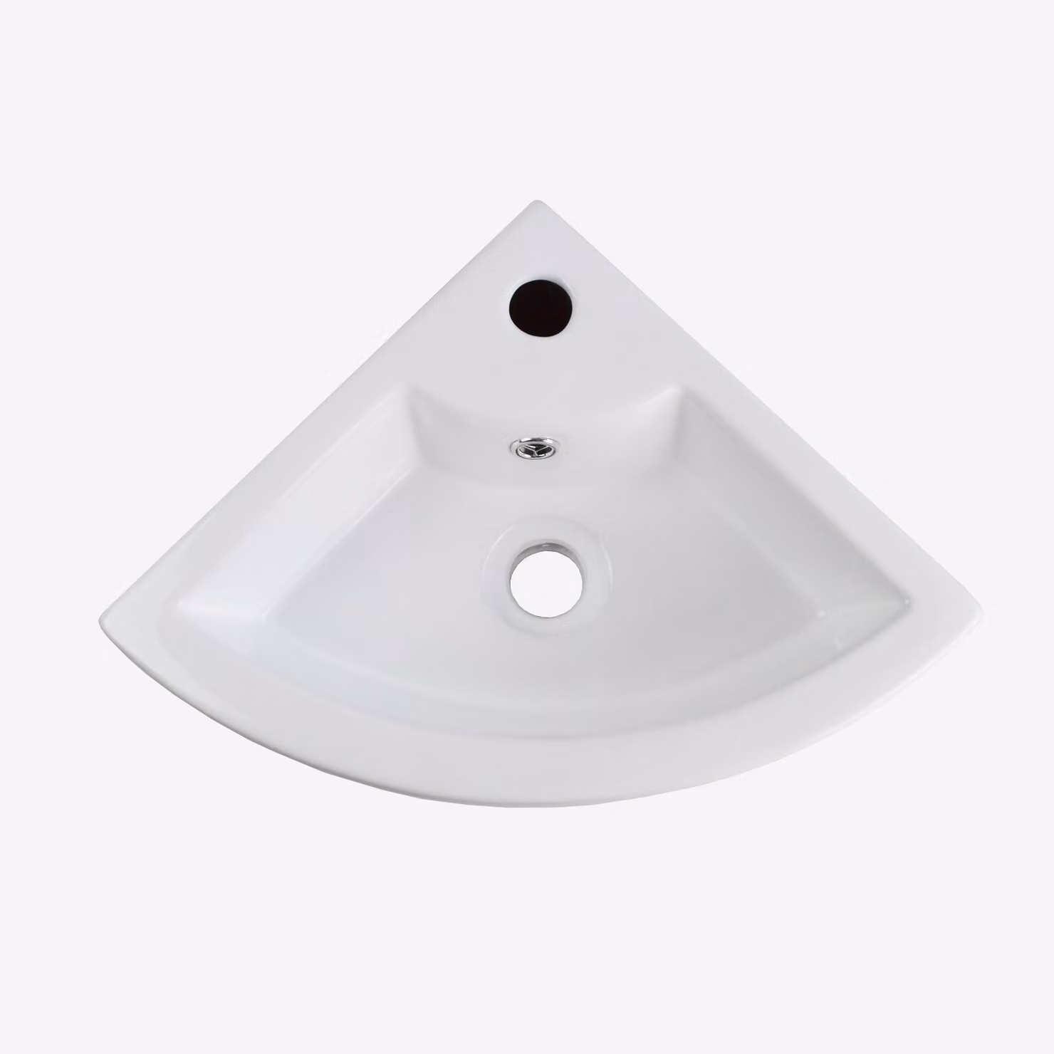 Nes Home White Ceramic Quarter Circle Corner Wall Hung Cloakroom Basin, W: 45 cm, D: 32.5 cm – 2