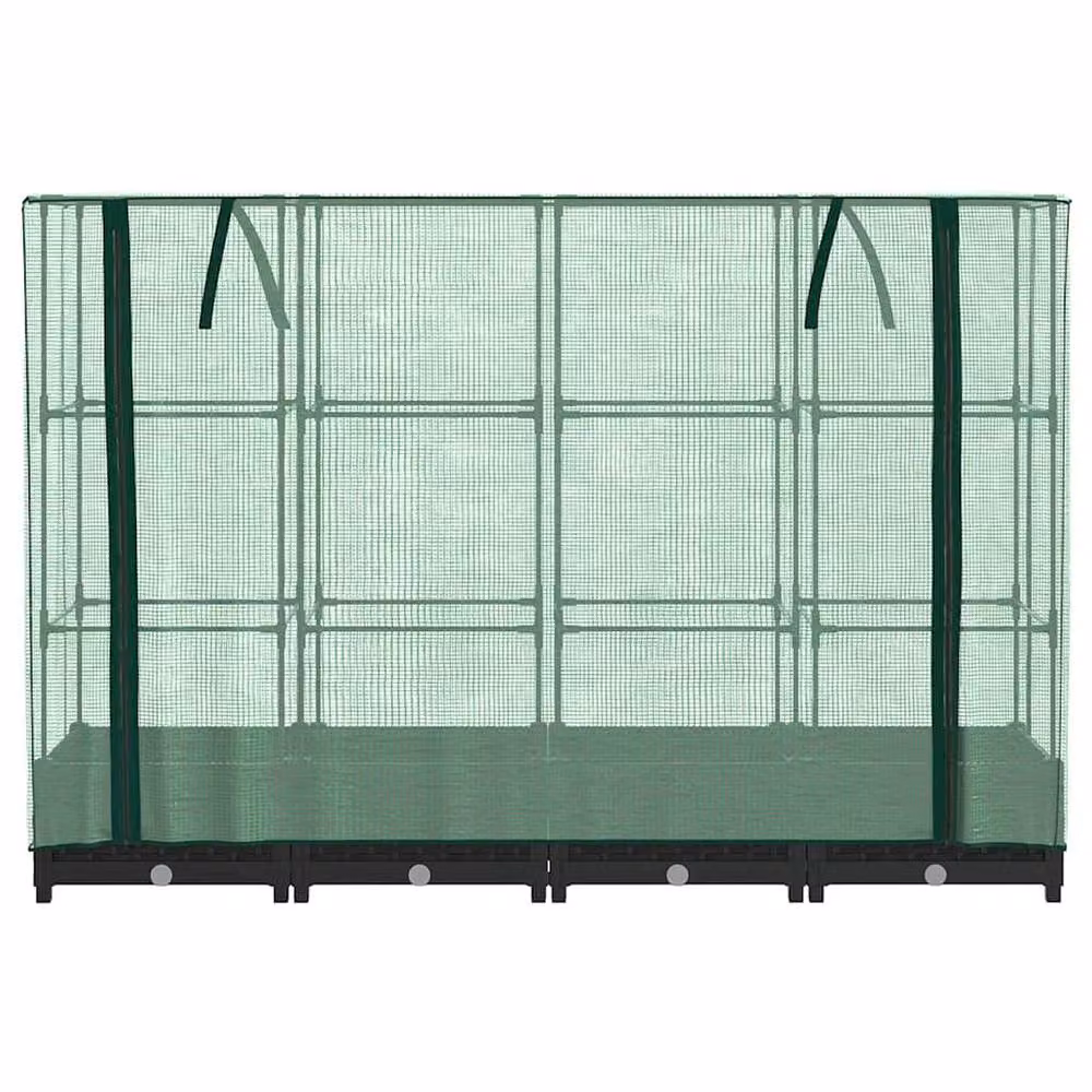 Berkfield Home Raised Bed with Greenhouse Cover in Black Rattan Look, W: 160 cm, D: 40 cm, H: 123 cm – 3