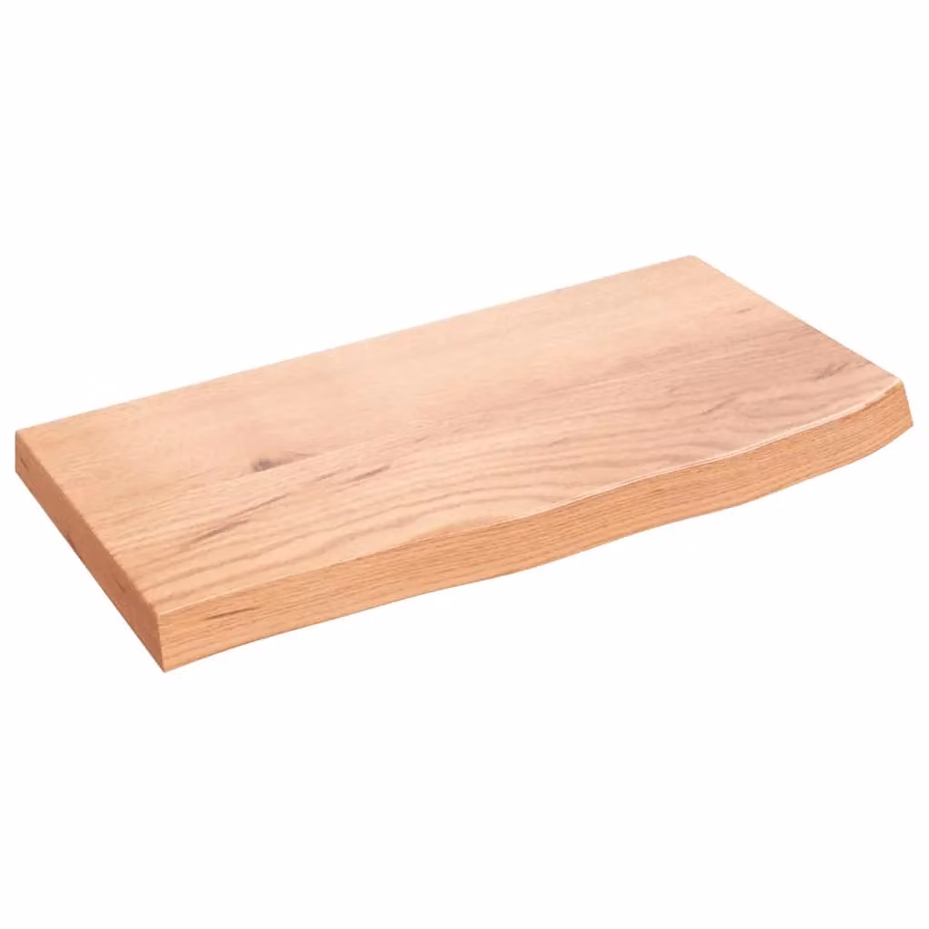 Berkfield Home Live Edge Treated Solid Wood Bathroom Countertop in Brown, W: 60 cm, D: 30 cm, H: 2-4 cm