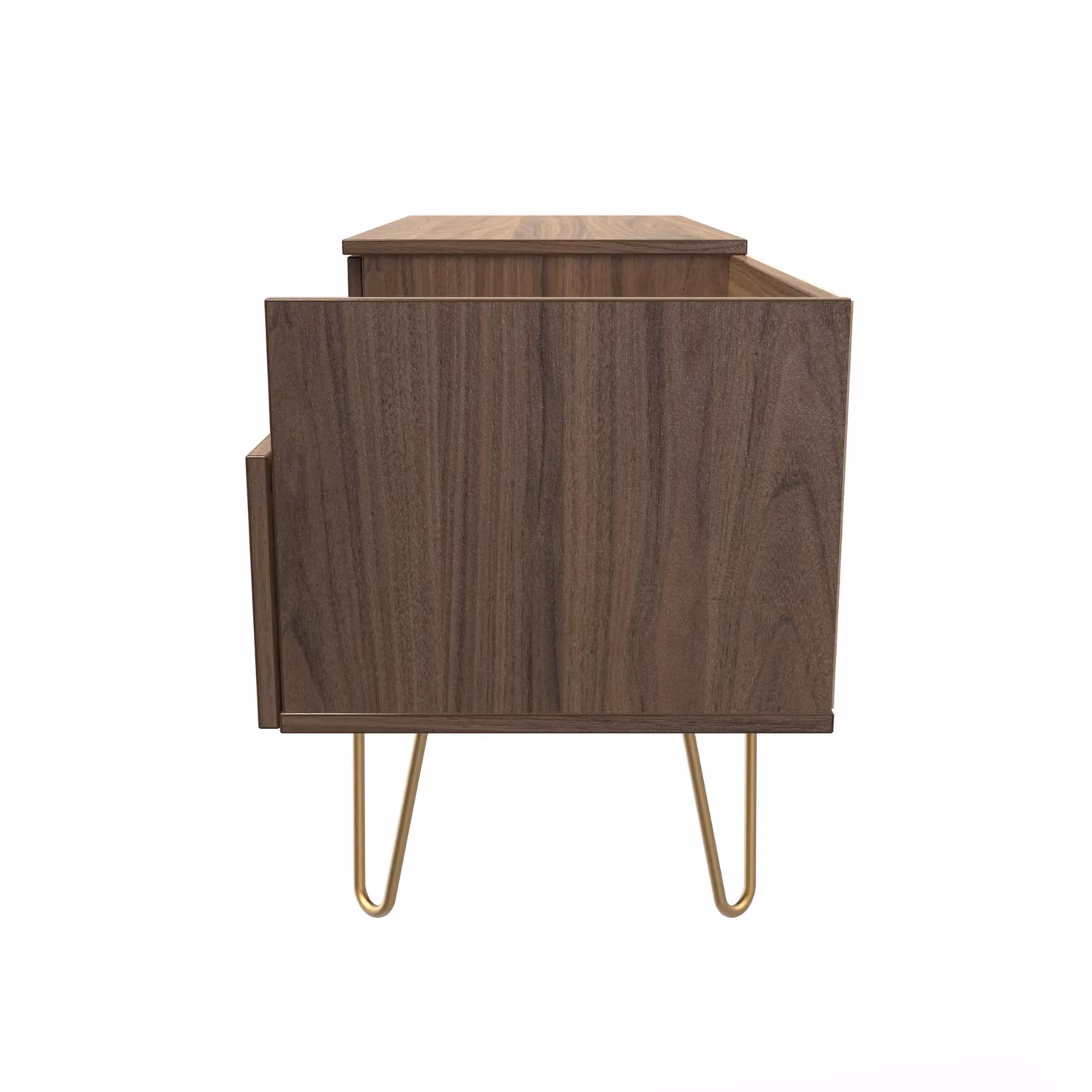 Ready Assembled 2 U Fuji Large TV Console Unit in Walnut with Gold Metal Legs and Soft Close Drawers – 2