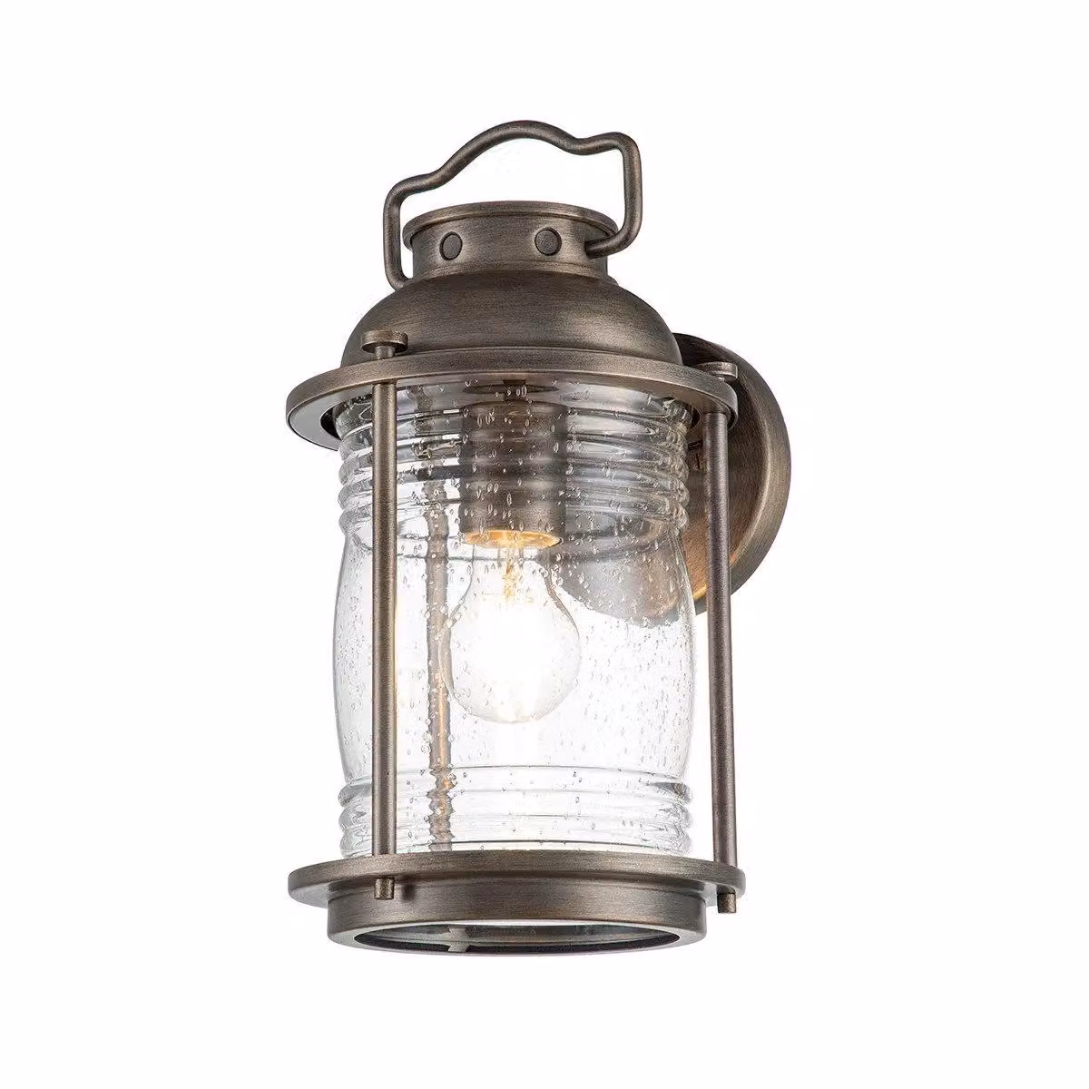 Kichler Ashland Bay Outdoor Wall Lantern in Burnished Bronze and Brown with Glass, IP44 Rated – 2