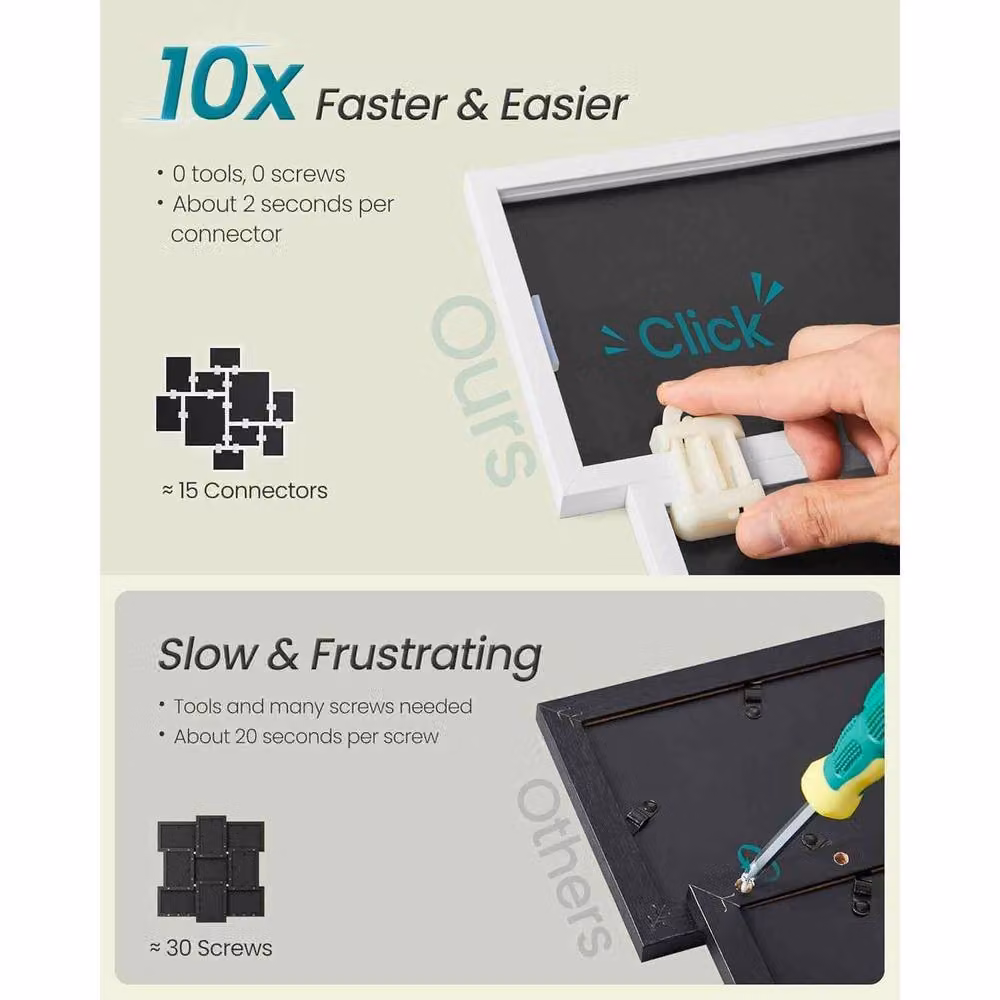 The Bazaarist Set of 10 White Rectangular Plastic Photo Collage Wall Frames – 2