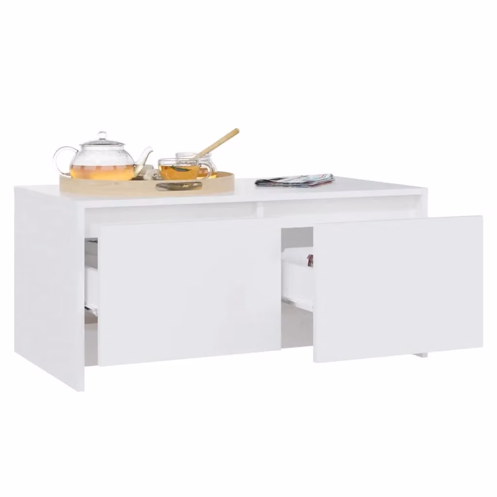Berkfield Home Modern White Coffee Table, W/D/H: 90 x 50 x 41.5 cm – 2