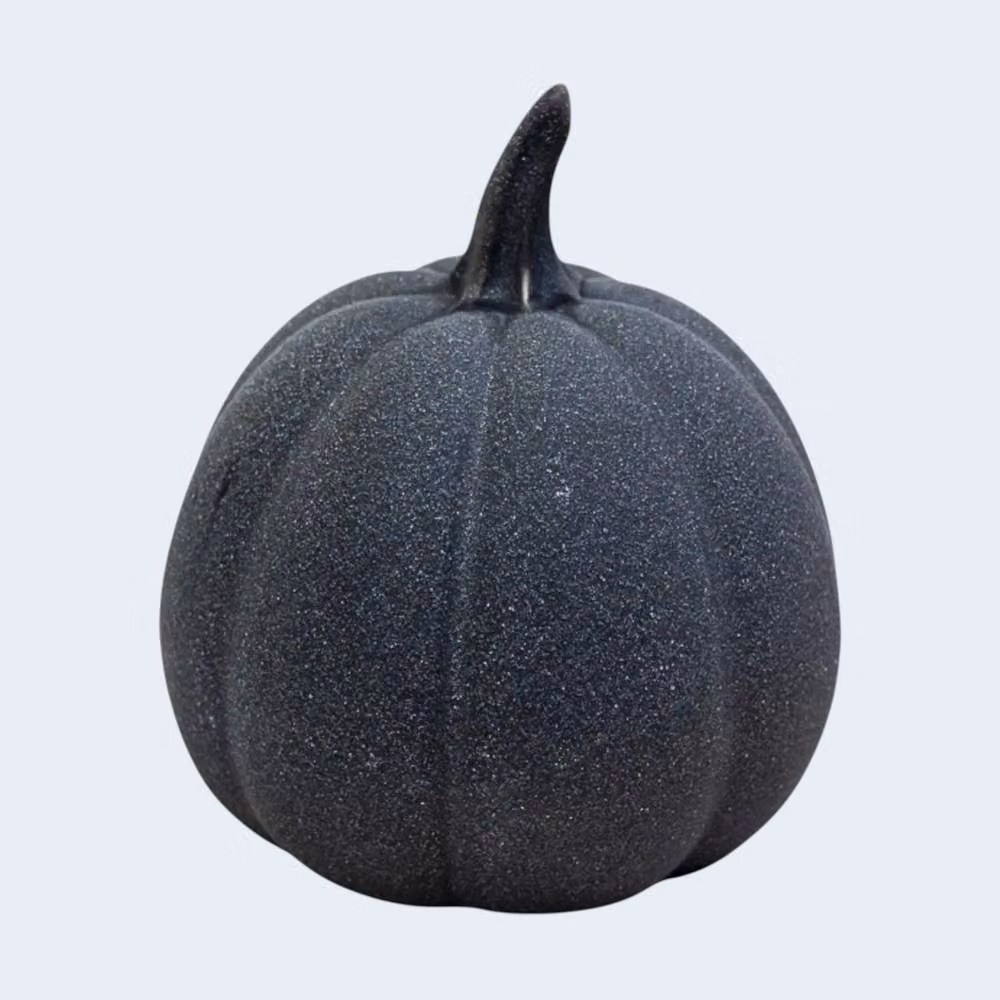 Four Candle Black Textured Ceramic Pumpkin Ornament, Height: 16 cm – 2